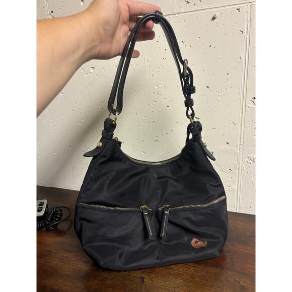 DOONEY & Burke Black Leather Hobo Bag Purse Pink Simple Handbag Work CareerDIRTY